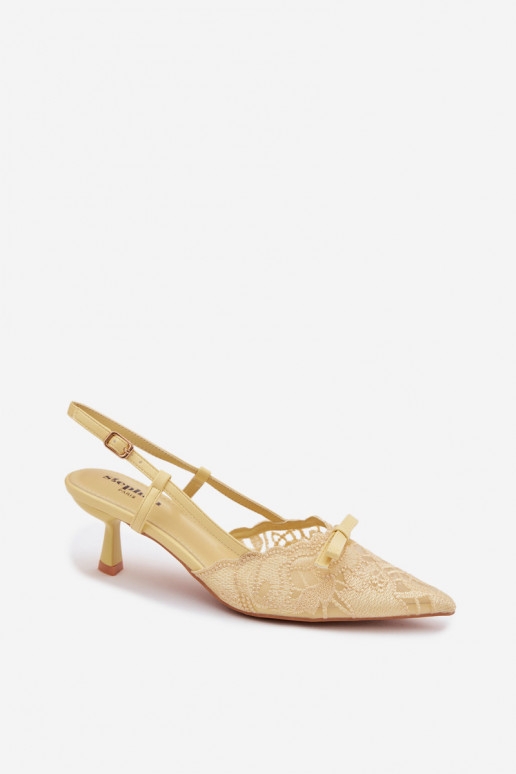 Sandalen met kant Dames Op obcasie met linten geel Het heeftribelle