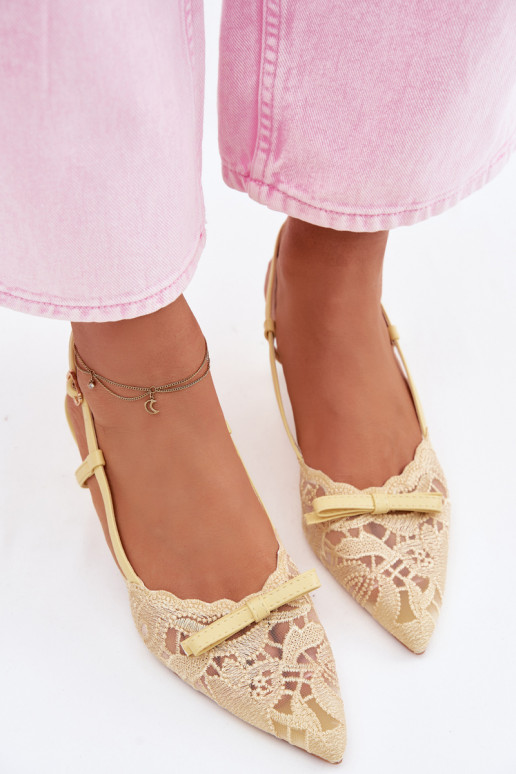 Sandalen met kant Dames Op obcasie met linten geel Het heeftribelle