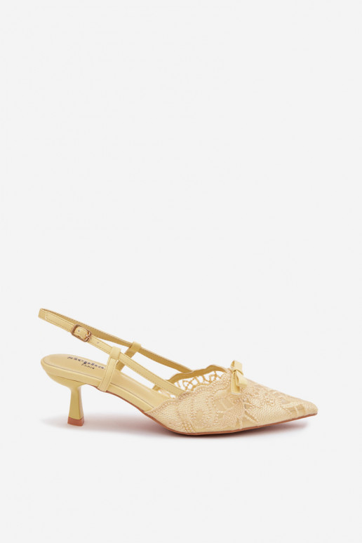 Sandalen met kant Dames Op obcasie met linten geel Het heeftribelle