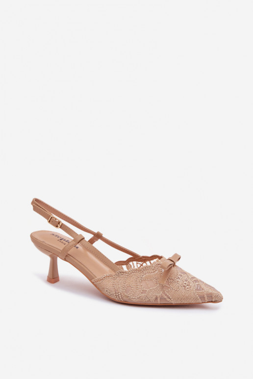 Sandalen met kant Dames Op obcasie met linten beige Het heeftribelle