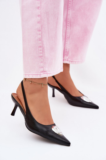 Dames zwarte sandalen met dunne hakken en decoratieve details Isadora 2