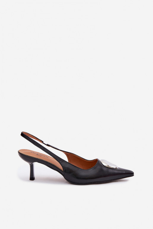 Dames zwarte sandalen met dunne hakken en decoratieve details Isadora