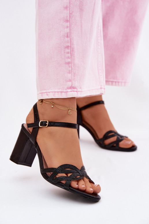 Dames zwarte sandalen met hoge hakken Antonella