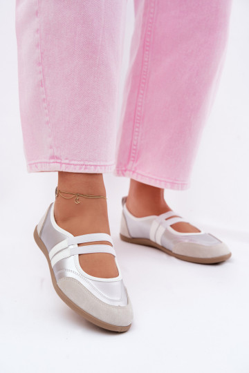 Ballerinas Sportieve stijlElastycznymi Paskami zilvere kleur Donatella 2