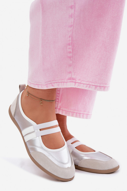 Ballerinas Sportieve stijlElastycznymi Paskami zilvere kleur Donatella