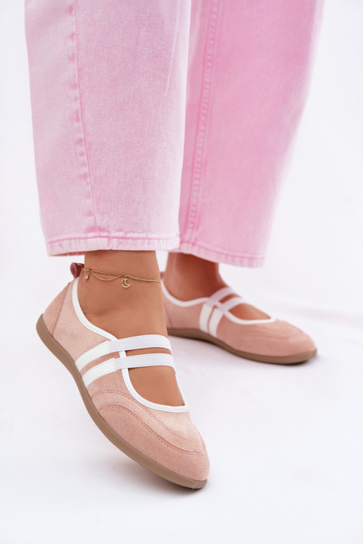 Roze sportieve ballerina's met elastische banden Donatella
