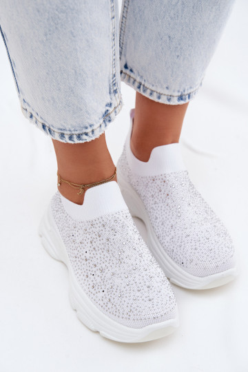 Witte dames instapsportschoenen met decoratie Melorae
