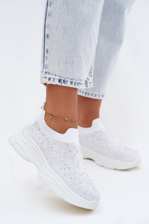 Witte dames instapsportschoenen met decoratie Melorae