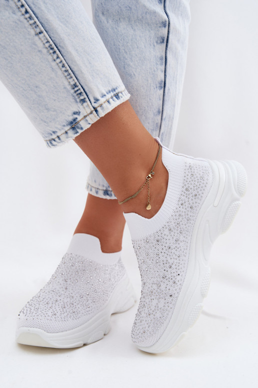Witte dames instapsportschoenen met decoratie Melorae