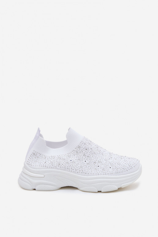Witte dames instapsportschoenen met decoratie Melorae