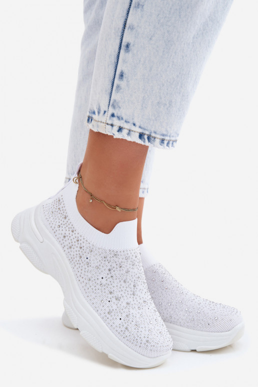 Witte dames instapsportschoenen met decoratie Melorae