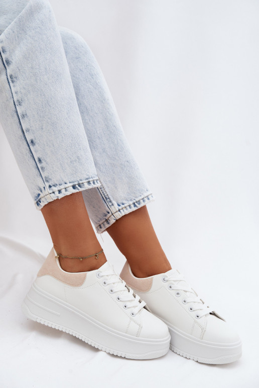 Sneakers model schoenen Dames met platformImitacji Skóry INit-beige Calinae