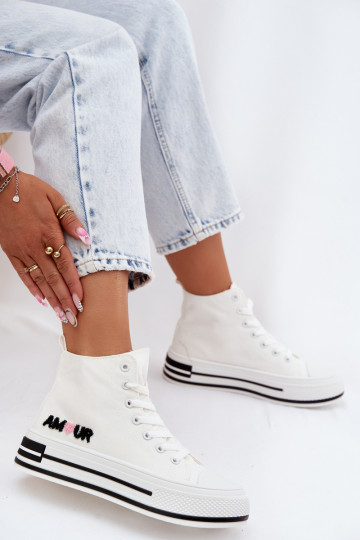 Witte hoge casual schoenen met platform Liline