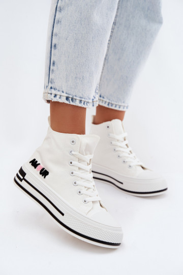 Witte hoge casual schoenen met platform Liline 2