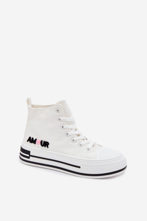 Witte hoge casual schoenen met platform Liline