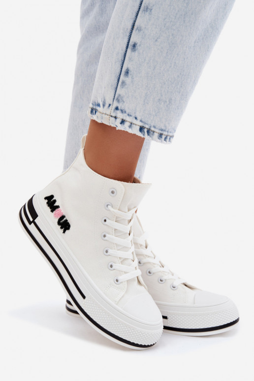 Witte hoge casual schoenen met platform Liline