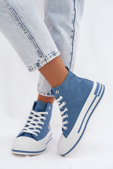 Blauwe hoge casual schoenen met platform Liline