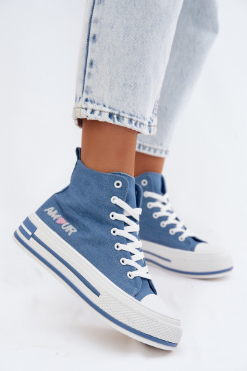 Blauwe hoge casual schoenen met platform Liline 2