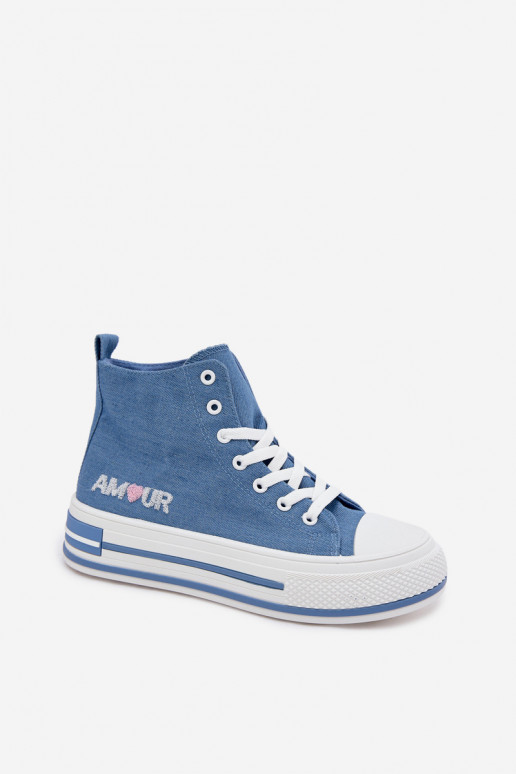 Blauwe hoge casual schoenen met platform Liline