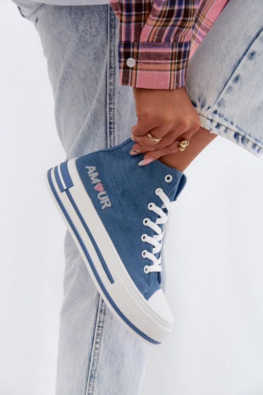 Blauwe hoge casual schoenen met platform Liline