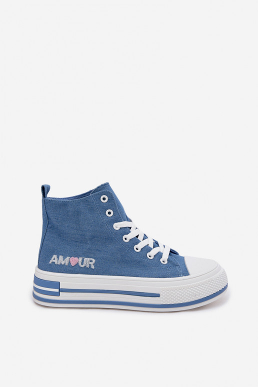 Blauwe hoge casual schoenen met platform Liline