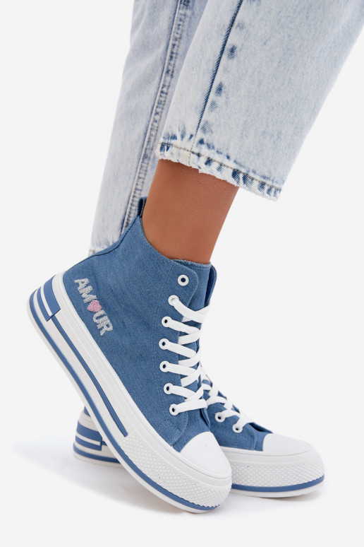 Blauwe hoge casual schoenen met platform Liline