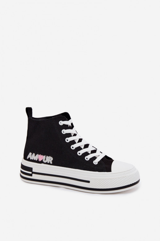 Zwarte hoge casual schoenen met platform Liline