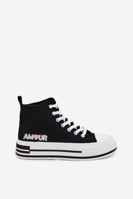 Zwarte hoge casual schoenen met platform Liline
