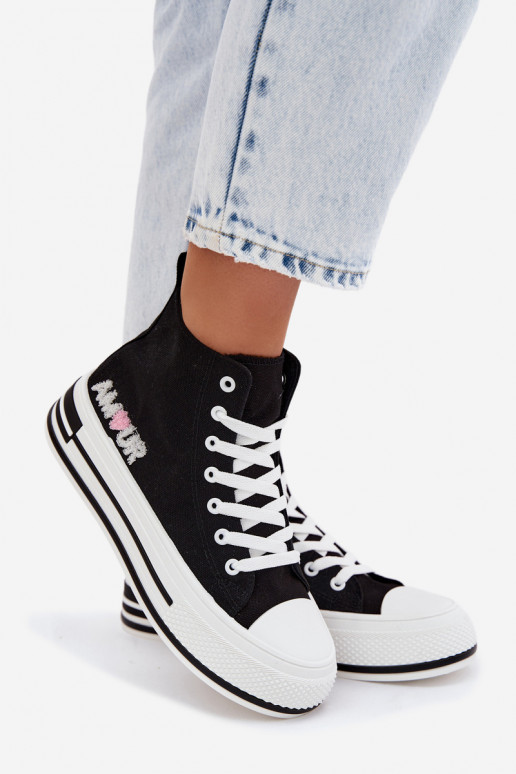 Zwarte hoge casual schoenen met platform Liline