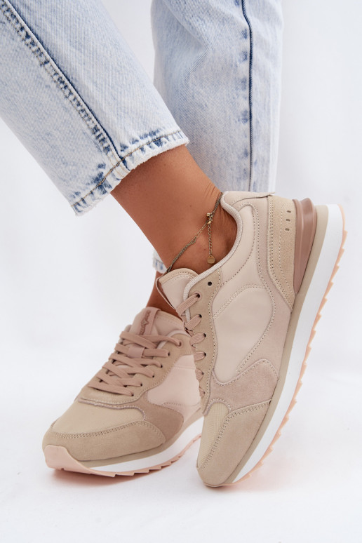 Zandkleurige dames sneakers van suede McArthur MA2512IN