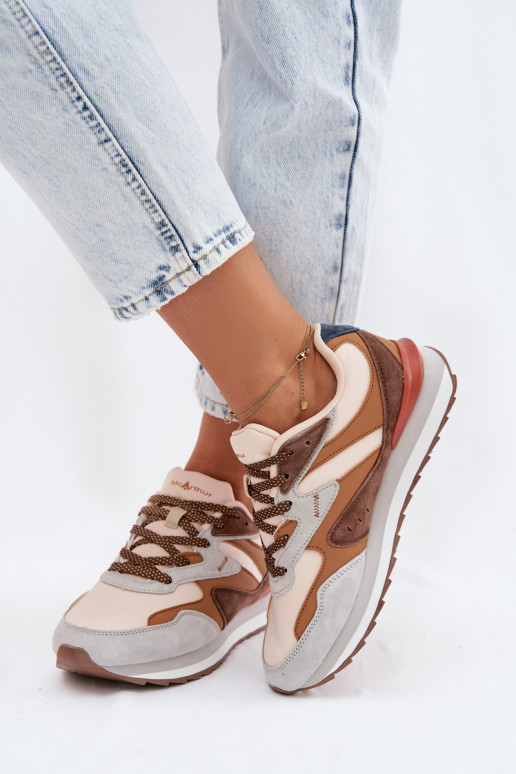 Sneakers model schoenen Dames van suède McArthur MA253IN bruine kleur