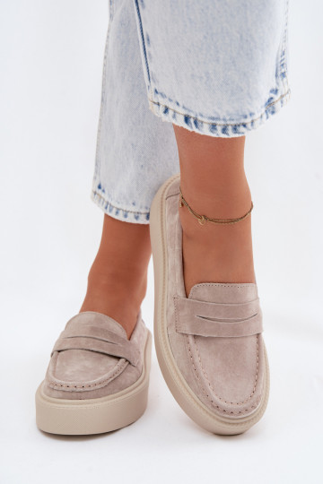 MocassinsOpturalnego van suèdeu met platform Vinceza 79594 beige