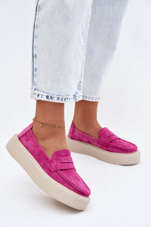 MocassinsOpturalnego van suèdeu met platform Vinceza 79594 roze