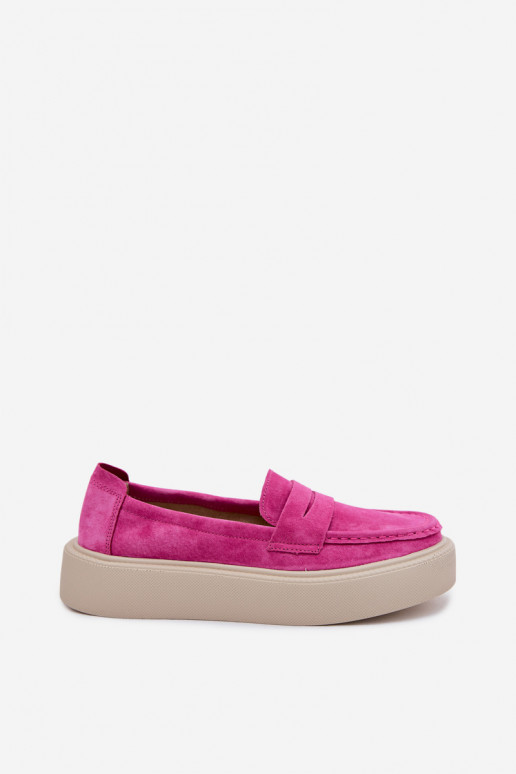Roze faux suede platform mocassins Vinceza 79594