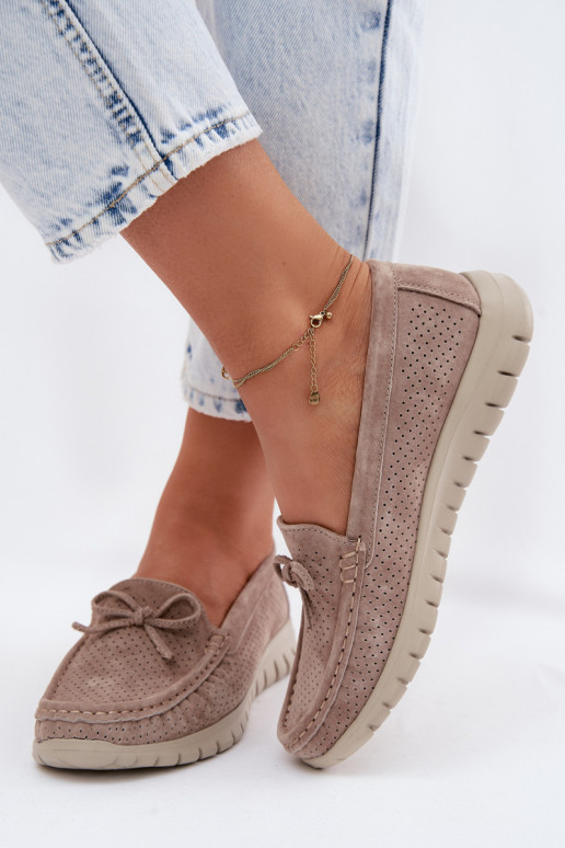 dames mocassinsOpturalnego van suèdeu met linten Vinceza 95401 beige