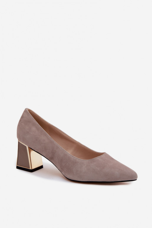 Zandkleurige faux suede hakken Vinceza 66921