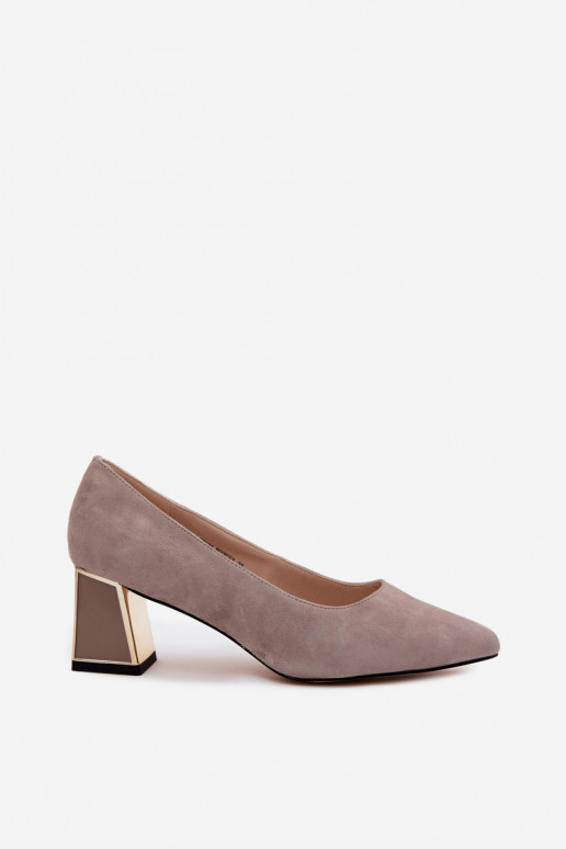 Zandkleurige faux suede hakken Vinceza 66921