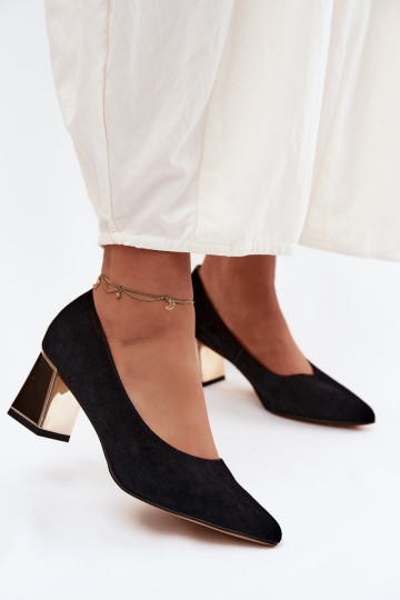 Zwarte faux suede hakken Vinceza 66921 2