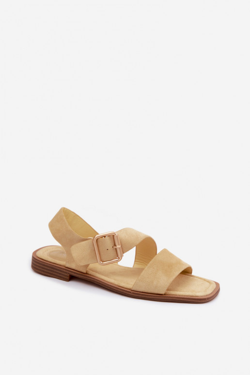 Gele dames sandalen met brede hakken en gouden gespen Verissea