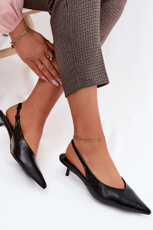 Zwarte gelakte sandalen met faux leren hakken Averelle