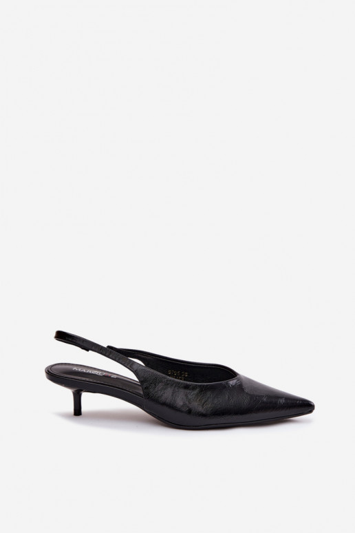 Zwarte gelakte sandalen met faux leren hakken Averelle