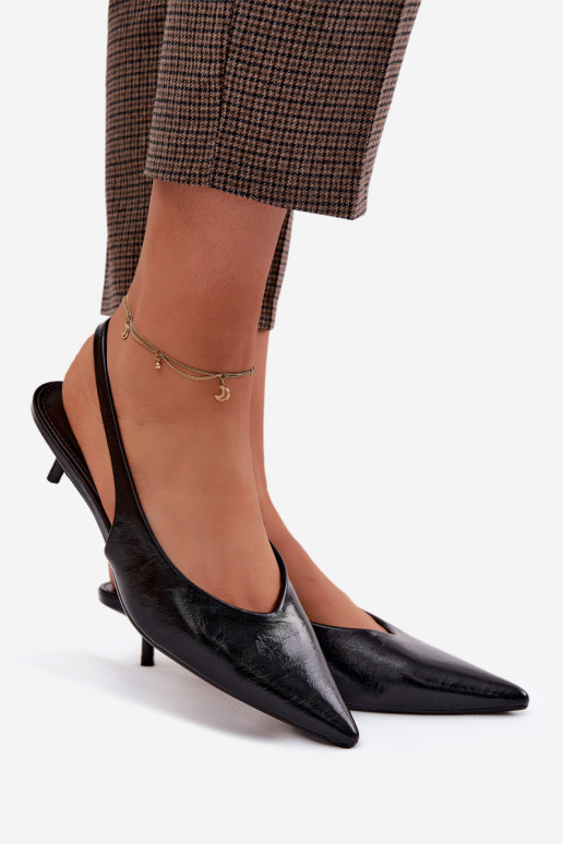 Zwarte gelakte sandalen met faux leren hakken Averelle