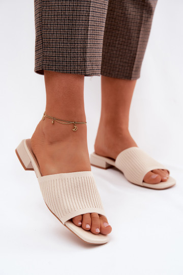 Ivory dames slippers met brede hakken Belissea