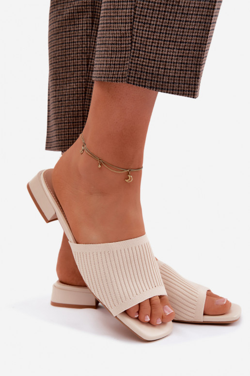 Ivory dames slippers met brede hakken Belissea