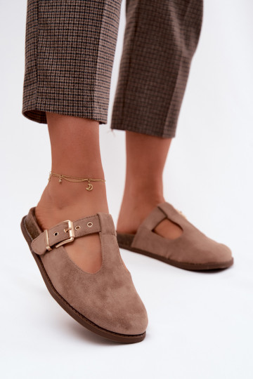 Dames slippers van faux suede in zandkleur Melvia 2