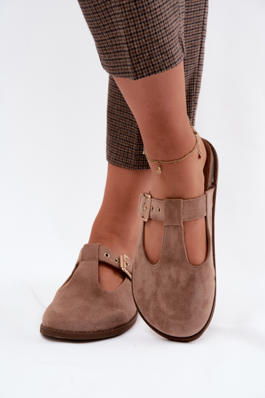 Dames slippers van faux suede in zandkleur Melvia