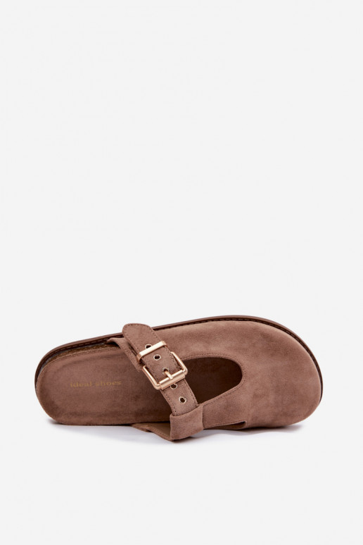 Damespantoffels MuleImitacji van suèdeu beige Melvia