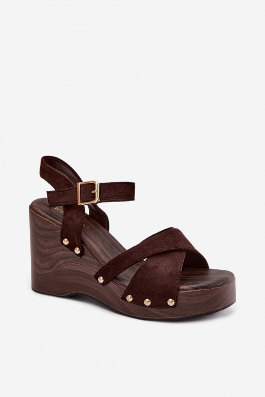 Dames platform sandalen in goud met studs Ze Velvra