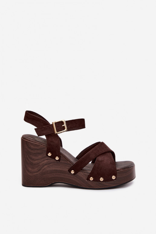 Dames platform sandalen in goud met studs Ze Velvra