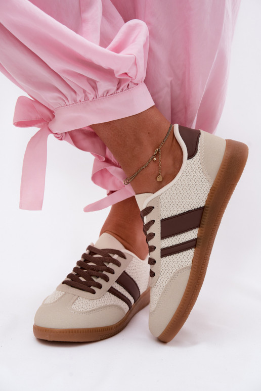Sneakers model schoenen Dames Met Vlecht bruine kleur Selvelin
